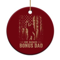 One Badass Bonus Dad Ceramic Ornament Vintage Bigfoot Stepdad American Flag