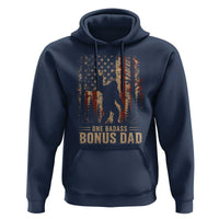 One Badass Bonus Dad Hoodie Vintage Bigfoot Stepdad American Flag