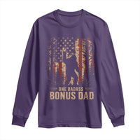 One Badass Bonus Dad Long Sleeve Shirt Vintage Bigfoot Stepdad American Flag