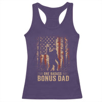 One Badass Bonus Dad Racerback Tank Top Vintage Bigfoot Stepdad American Flag