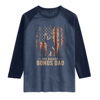 One Badass Bonus Dad Raglan Shirt Vintage Bigfoot Stepdad American Flag
