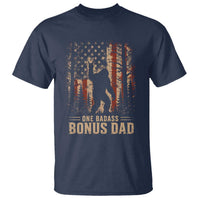 One Badass Bonus Dad T Shirt Vintage Bigfoot Stepdad American Flag