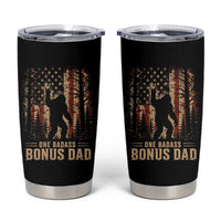One Badass Bonus Dad Tumbler Cup Vintage Bigfoot Stepdad American Flag