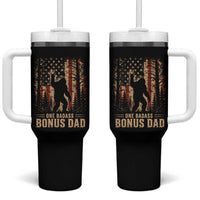One Badass Bonus Dad Tumbler With Handle Vintage Bigfoot Stepdad American Flag