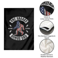 One Badass Bonus Dad Garden Flag Vintage Bigfoot Stepdad Birthday Step Dad US Flag
