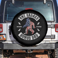 One Badass Bonus Dad Spare Tire Cover Vintage Bigfoot Stepdad Birthday Step Dad US Flag