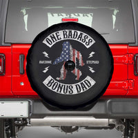 One Badass Bonus Dad Spare Tire Cover Vintage Bigfoot Stepdad Birthday Step Dad US Flag
