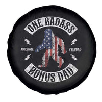One Badass Bonus Dad Spare Tire Cover Vintage Bigfoot Stepdad Birthday Step Dad US Flag