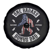 One Badass Bonus Dad Spare Tire Cover Vintage Bigfoot Stepdad Birthday Step Dad US Flag