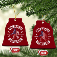 One Badass Bonus Dad Ceramic Ornament Vintage Bigfoot Stepdad Birthday Step Dad US Flag