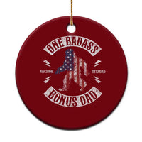 One Badass Bonus Dad Ceramic Ornament Vintage Bigfoot Stepdad Birthday Step Dad US Flag