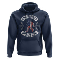 One Badass Bonus Dad Hoodie Vintage Bigfoot Stepdad Birthday Step Dad US Flag