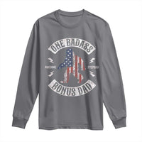 One Badass Bonus Dad Long Sleeve Shirt Vintage Bigfoot Stepdad Birthday Step Dad US Flag