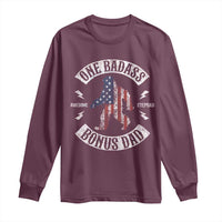 One Badass Bonus Dad Long Sleeve Shirt Vintage Bigfoot Stepdad Birthday Step Dad US Flag