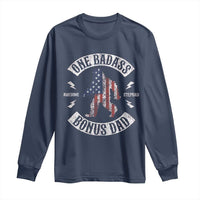 One Badass Bonus Dad Long Sleeve Shirt Vintage Bigfoot Stepdad Birthday Step Dad US Flag