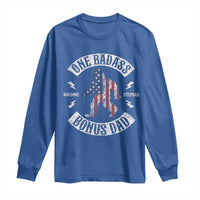 One Badass Bonus Dad Long Sleeve Shirt Vintage Bigfoot Stepdad Birthday Step Dad US Flag