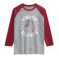 One Badass Bonus Dad Raglan Shirt Vintage Bigfoot Stepdad Birthday Step Dad US Flag
