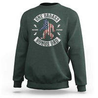 One Badass Bonus Dad Sweatshirt Vintage Bigfoot Stepdad Birthday Step Dad US Flag