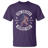 One Badass Bonus Dad T Shirt Vintage Bigfoot Stepdad Birthday Step Dad US Flag