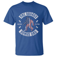 One Badass Bonus Dad T Shirt Vintage Bigfoot Stepdad Birthday Step Dad US Flag