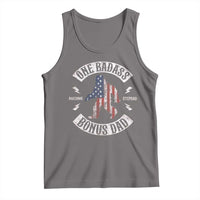 One Badass Bonus Dad Tank Top Vintage Bigfoot Stepdad Birthday Step Dad US Flag