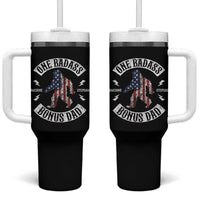 One Badass Bonus Dad Tumbler With Handle Vintage Bigfoot Stepdad Birthday Step Dad US Flag