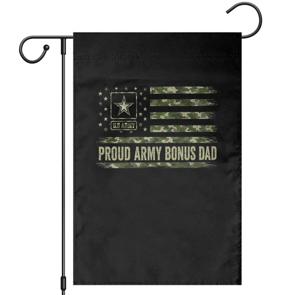 Proud Army Bonus Dad Garden Flag Vintage Stepdad Birthday Step Dad Camo US Flag