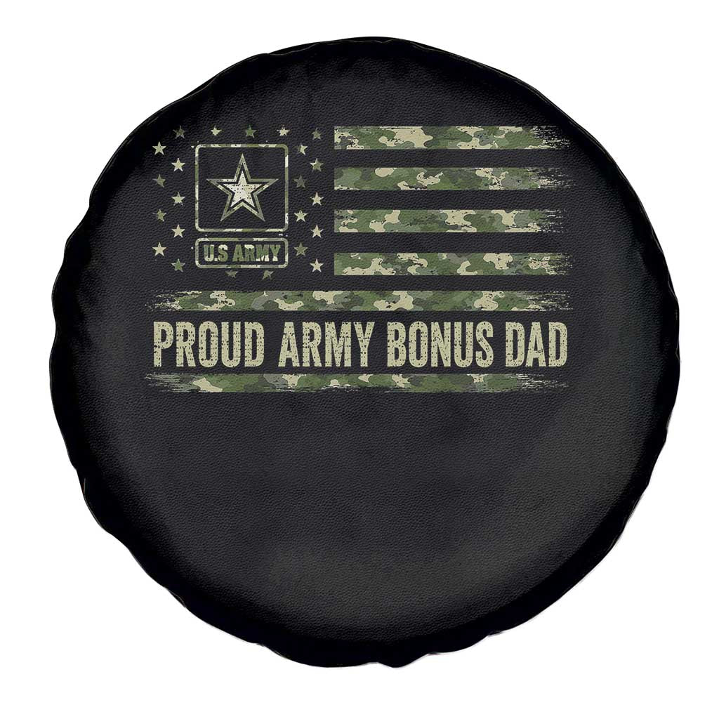 Proud Army Bonus Dad Spare Tire Cover Vintage Stepdad Birthday Step Dad Camo US Flag