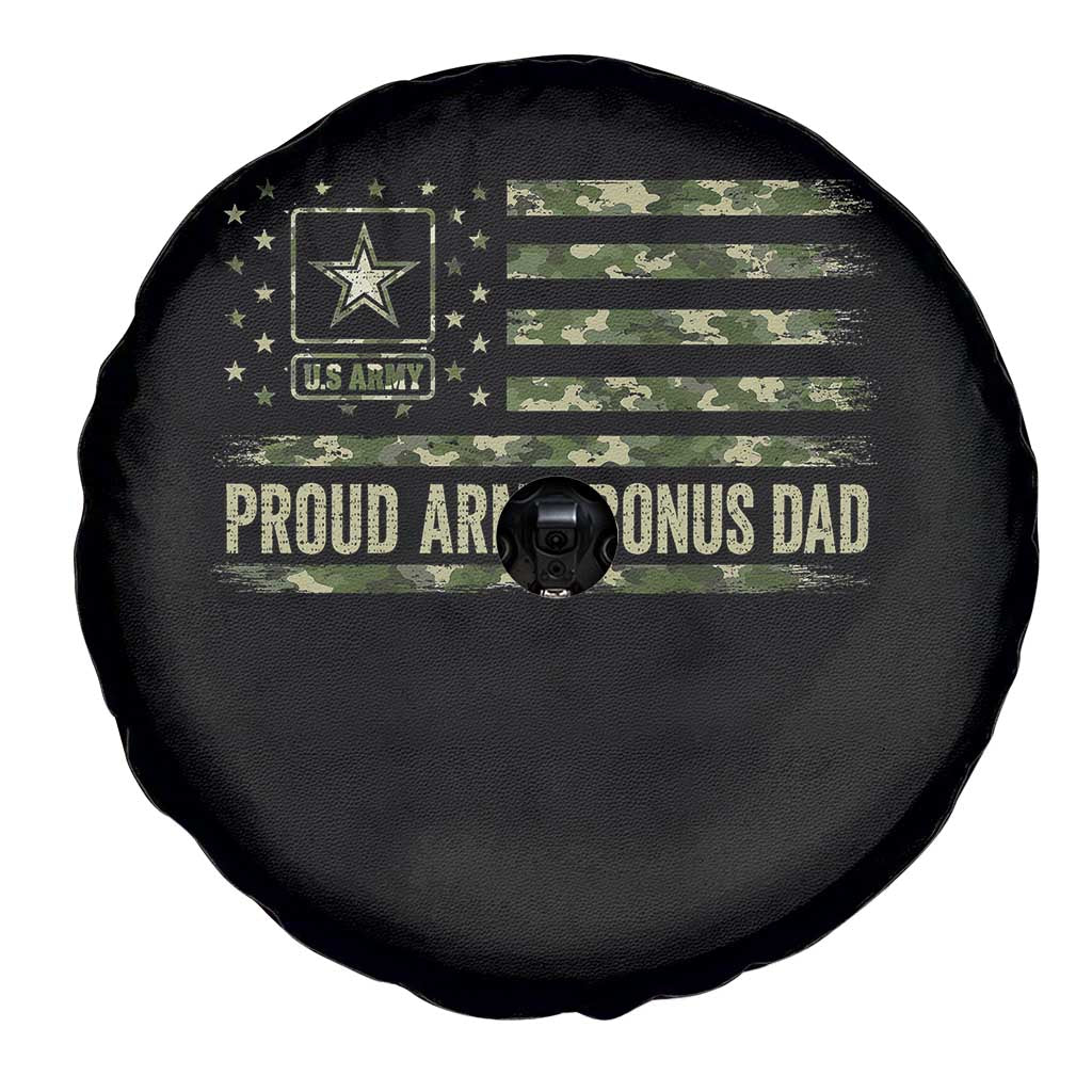 Proud Army Bonus Dad Spare Tire Cover Vintage Stepdad Birthday Step Dad Camo US Flag