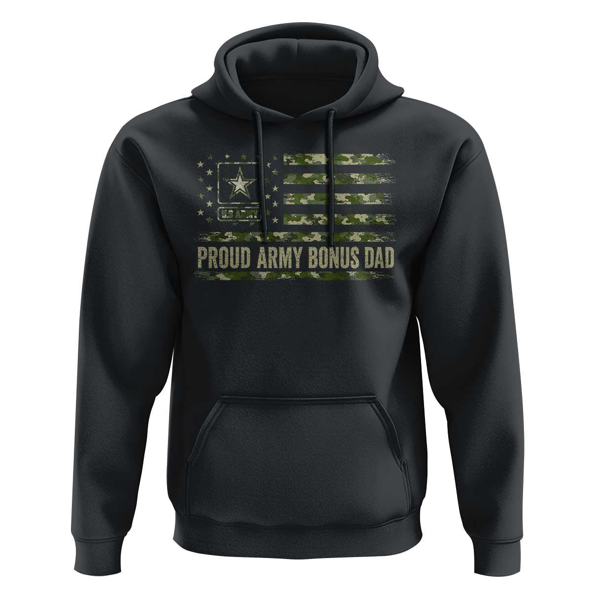 Proud Army Bonus Dad Hoodie Vintage Stepdad Birthday Step Dad Camo US Flag