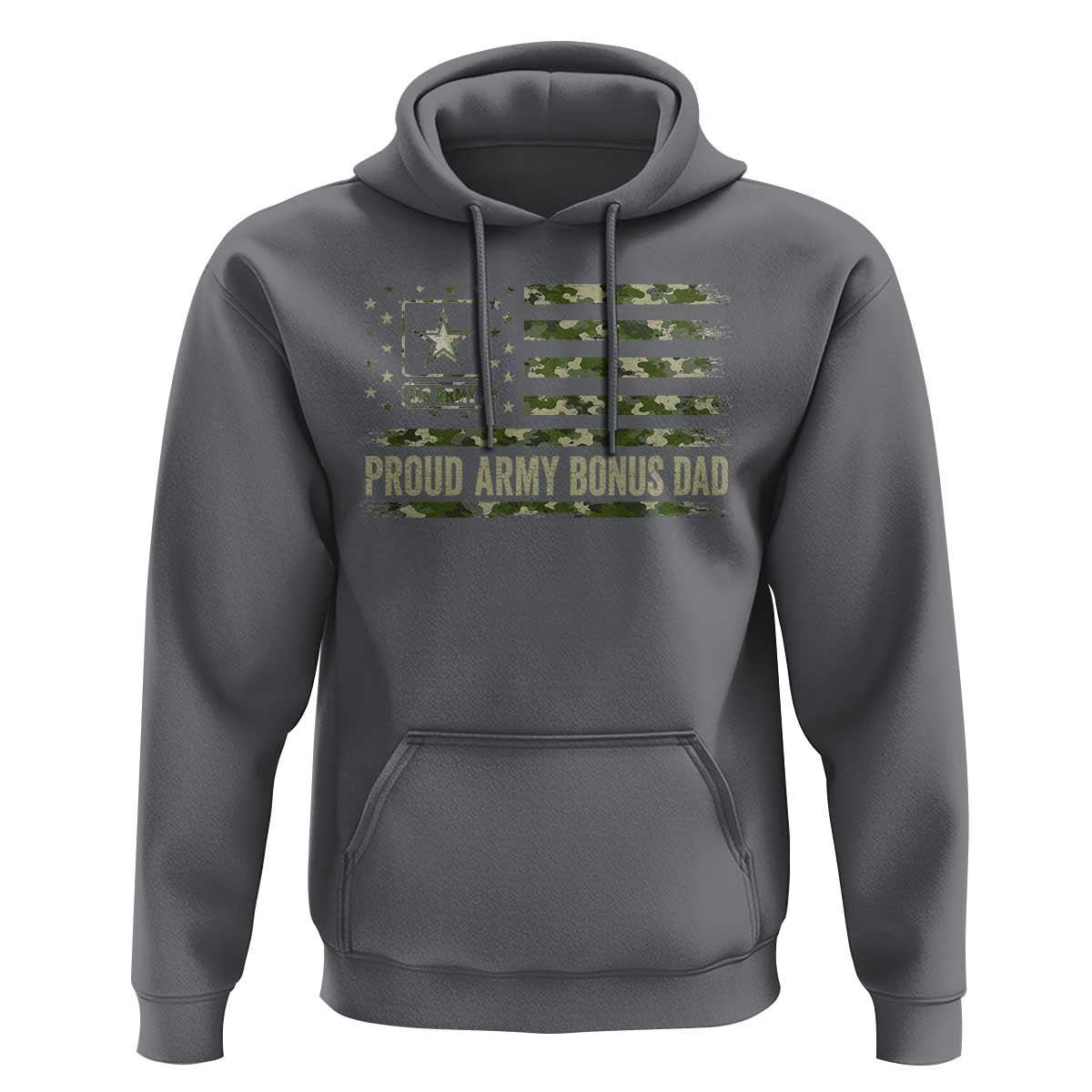 Proud Army Bonus Dad Hoodie Vintage Stepdad Birthday Step Dad Camo US Flag