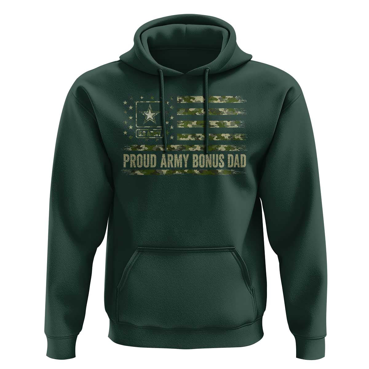 Proud Army Bonus Dad Hoodie Vintage Stepdad Birthday Step Dad Camo US Flag