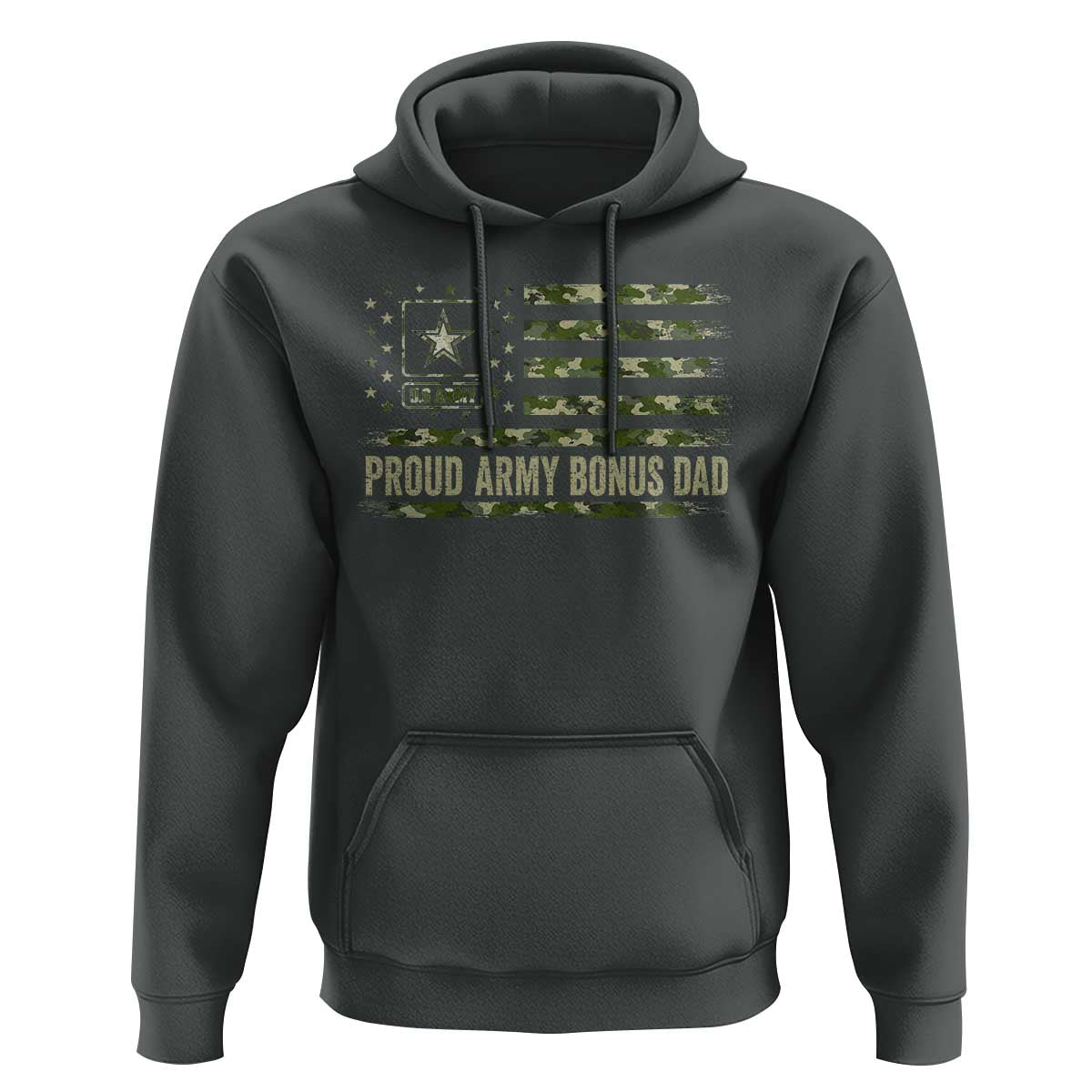 Proud Army Bonus Dad Hoodie Vintage Stepdad Birthday Step Dad Camo US Flag