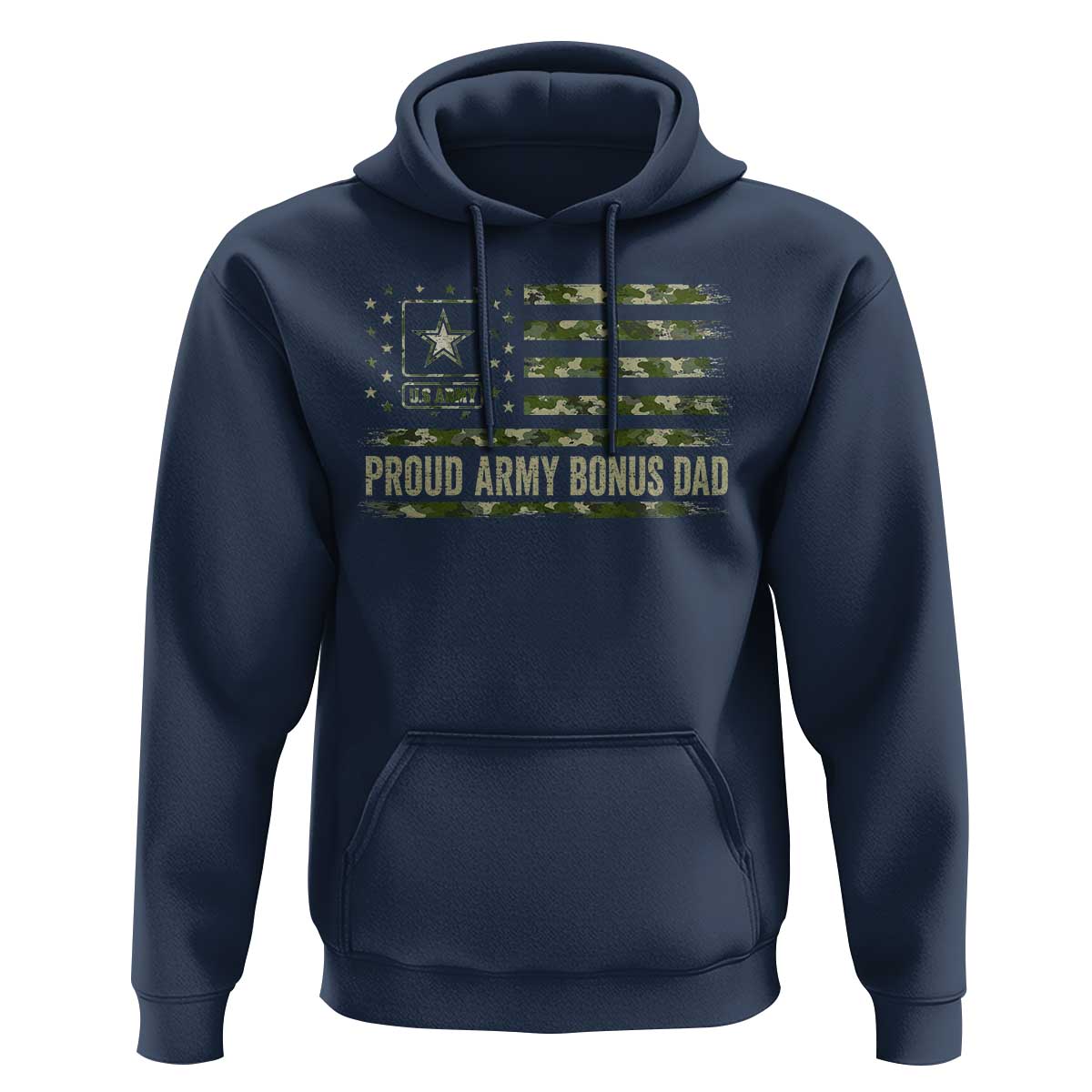 Proud Army Bonus Dad Hoodie Vintage Stepdad Birthday Step Dad Camo US Flag