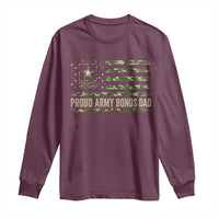 Proud Army Bonus Dad Long Sleeve Shirt Vintage Stepdad Birthday Step Dad Camo US Flag