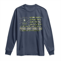 Proud Army Bonus Dad Long Sleeve Shirt Vintage Stepdad Birthday Step Dad Camo US Flag