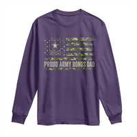 Proud Army Bonus Dad Long Sleeve Shirt Vintage Stepdad Birthday Step Dad Camo US Flag