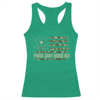 Proud Army Bonus Dad Racerback Tank Top Vintage Stepdad Birthday Step Dad Camo US Flag
