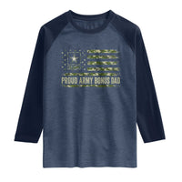 Proud Army Bonus Dad Raglan Shirt Vintage Stepdad Birthday Step Dad Camo US Flag