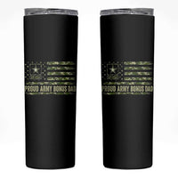 Proud Army Bonus Dad Skinny Tumbler Vintage Stepdad Birthday Step Dad Camo US Flag