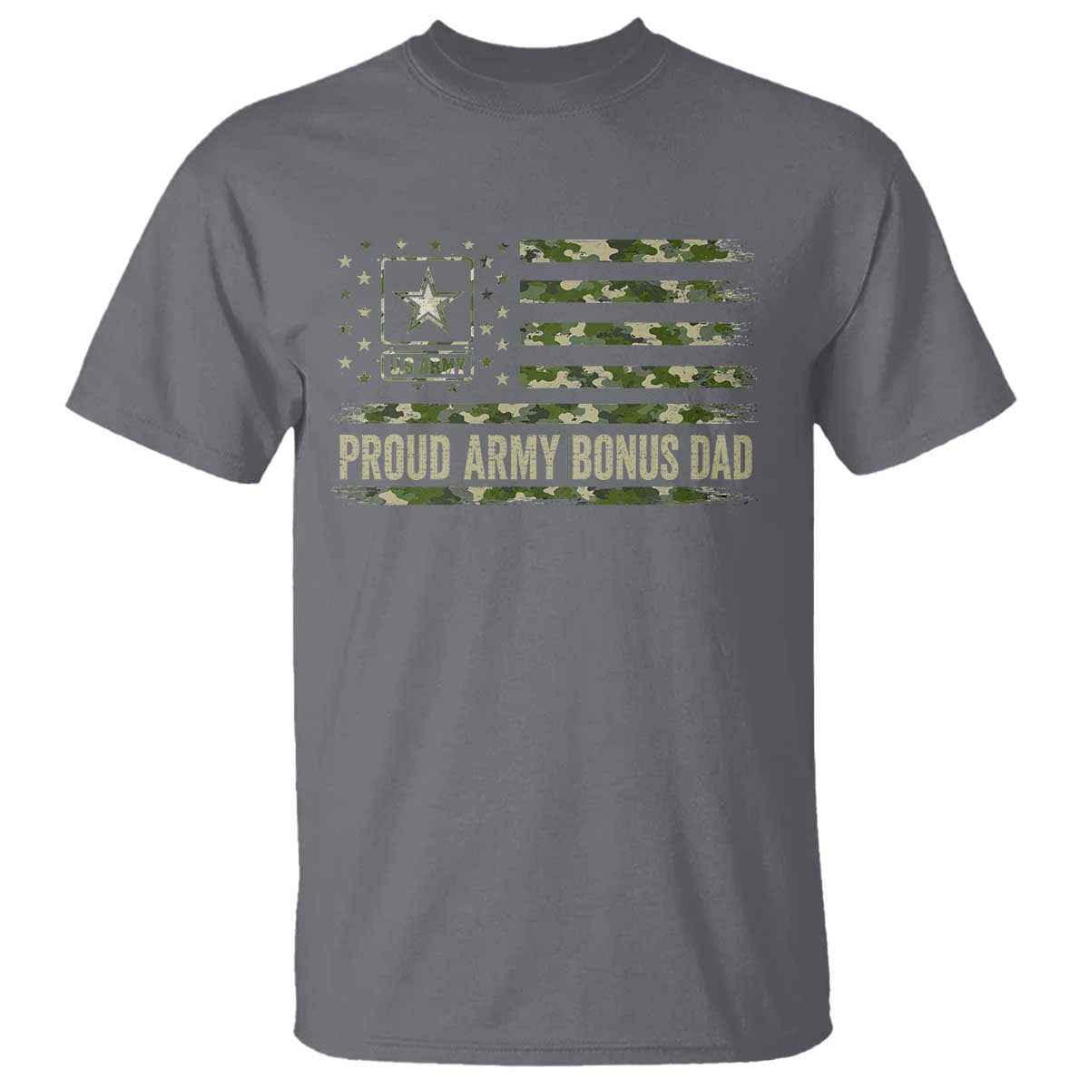 Proud Army Bonus Dad T Shirt Vintage Stepdad Birthday Step Dad Camo US Flag