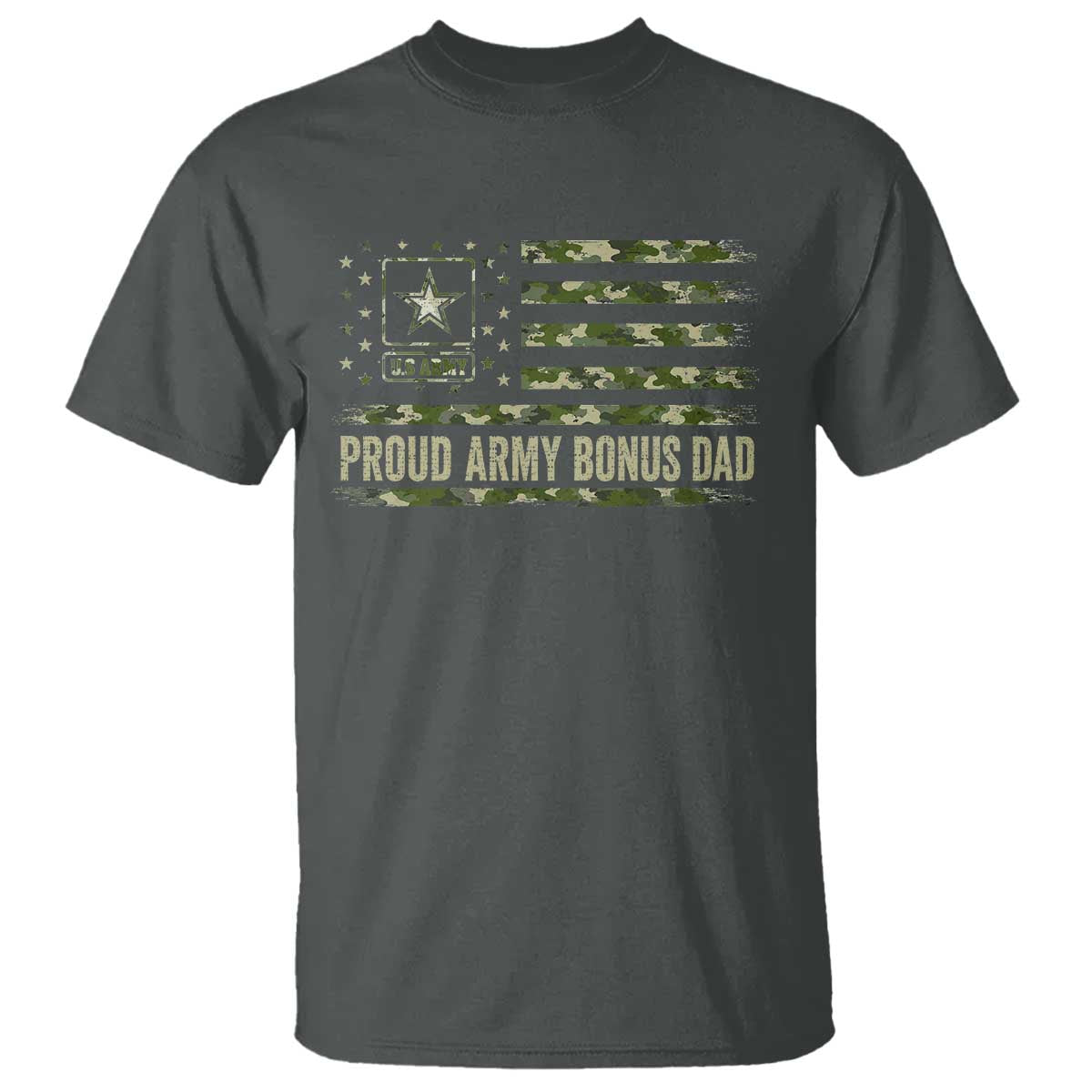 Proud Army Bonus Dad T Shirt Vintage Stepdad Birthday Step Dad Camo US Flag