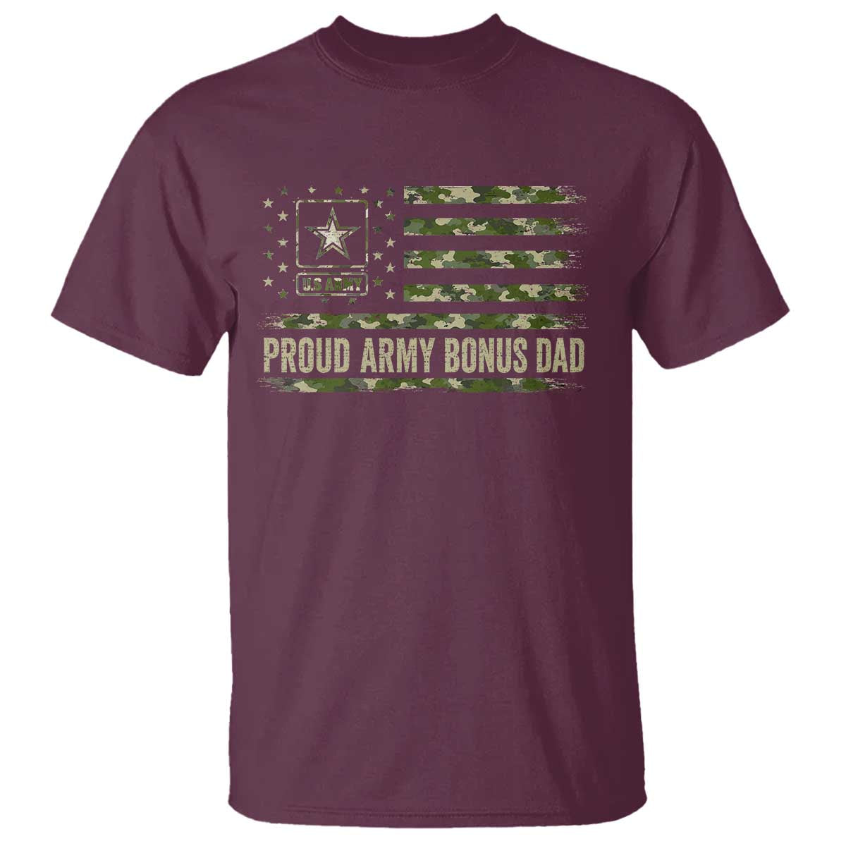 Proud Army Bonus Dad T Shirt Vintage Stepdad Birthday Step Dad Camo US Flag