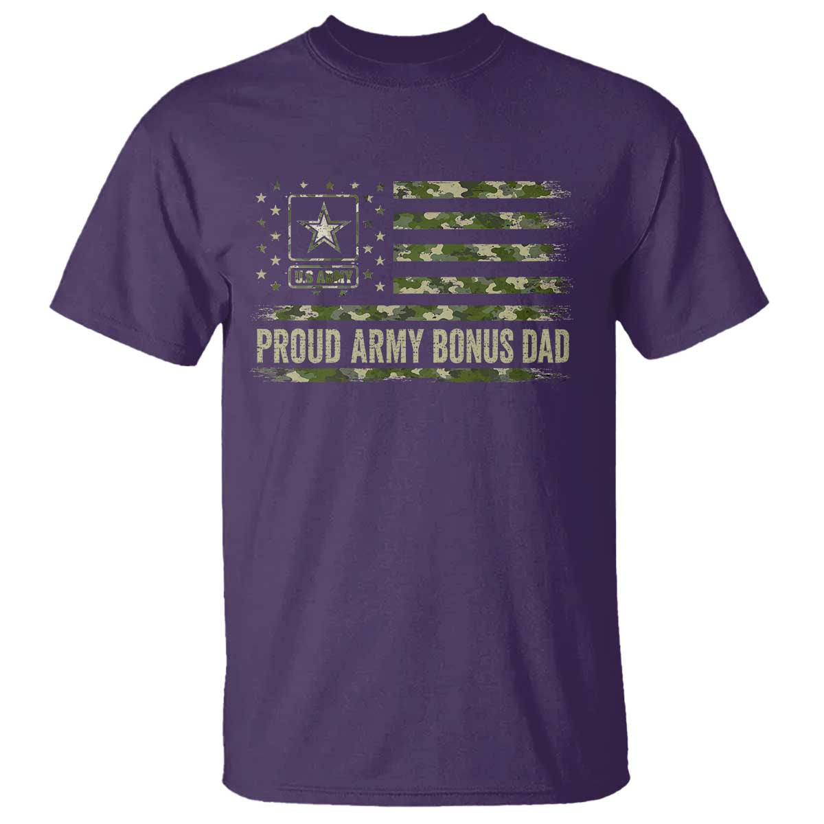 Proud Army Bonus Dad T Shirt Vintage Stepdad Birthday Step Dad Camo US Flag