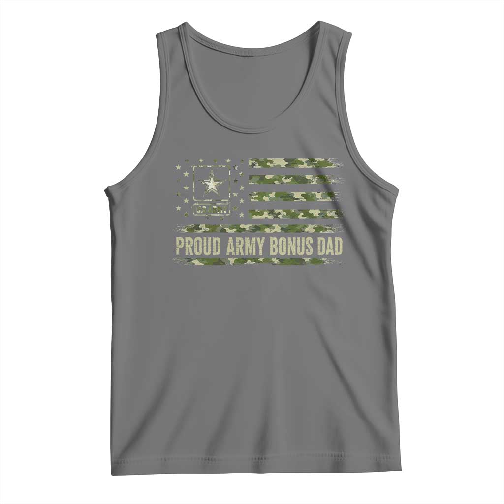 Proud Army Bonus Dad Tank Top Vintage Stepdad Birthday Step Dad Camo US Flag