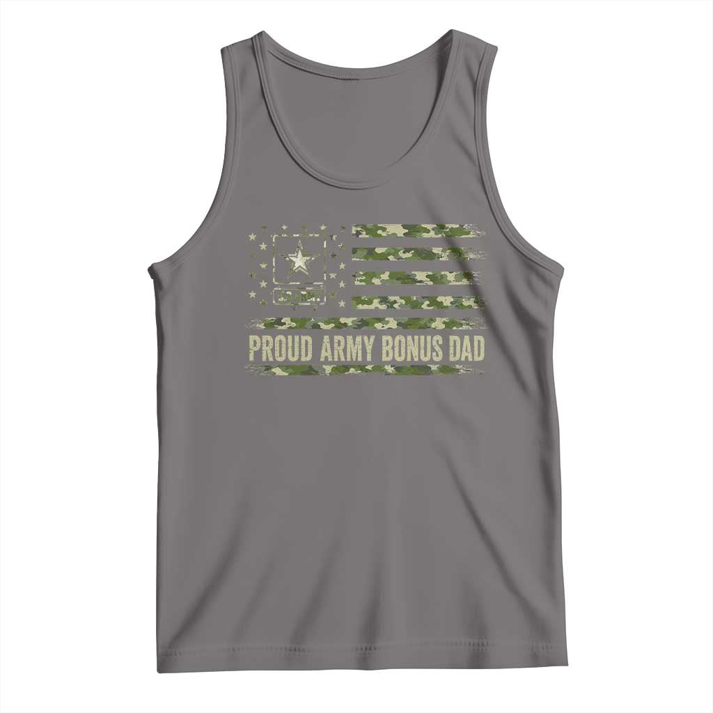 Proud Army Bonus Dad Tank Top Vintage Stepdad Birthday Step Dad Camo US Flag