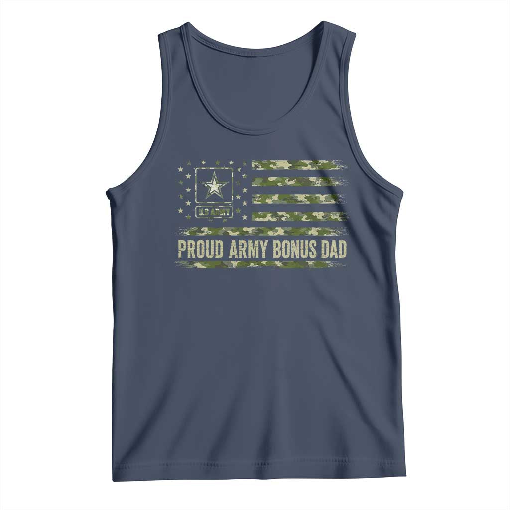 Proud Army Bonus Dad Tank Top Vintage Stepdad Birthday Step Dad Camo US Flag