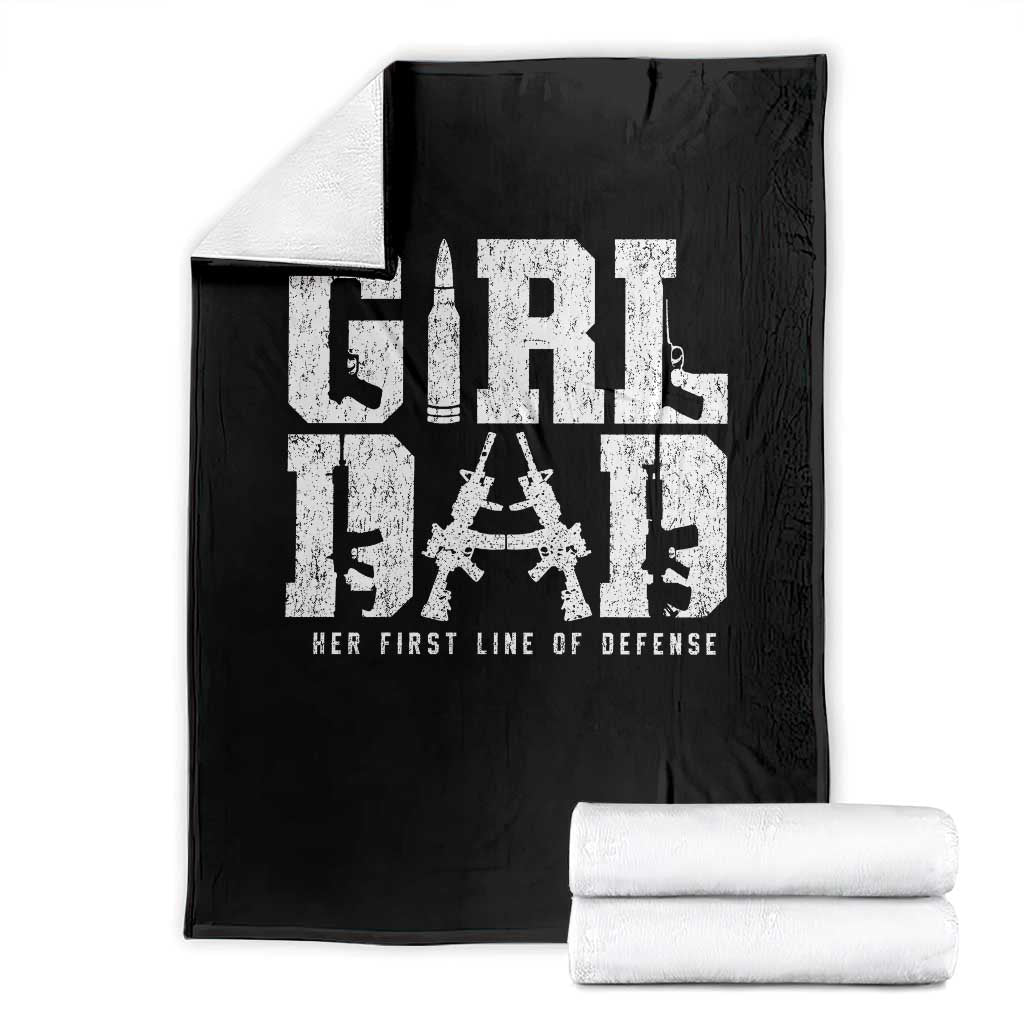 Girl Dad Throw Blanket Vintage Her First Line Of Defense Gun Lovers Fathers Day