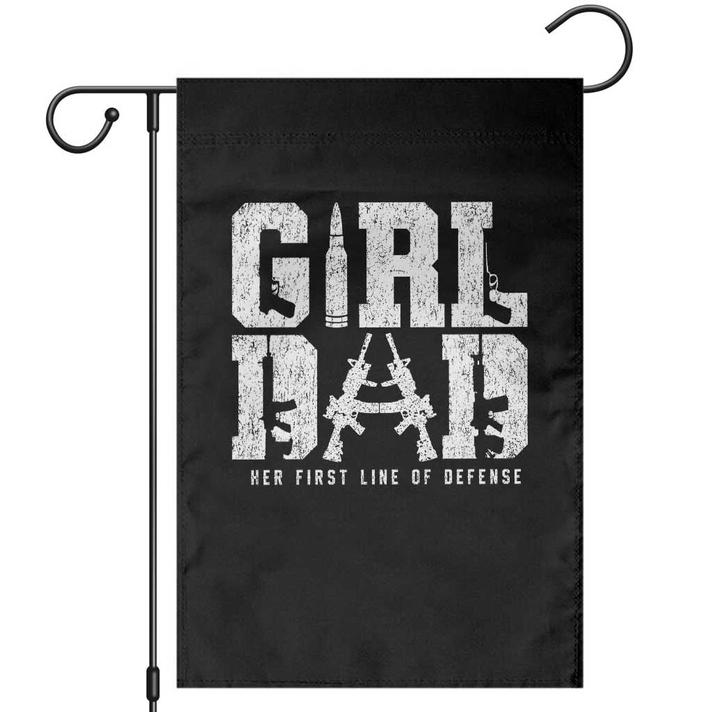 Girl Dad Garden Flag Vintage Her First Line Of Defense Gun Lovers Fathers Day