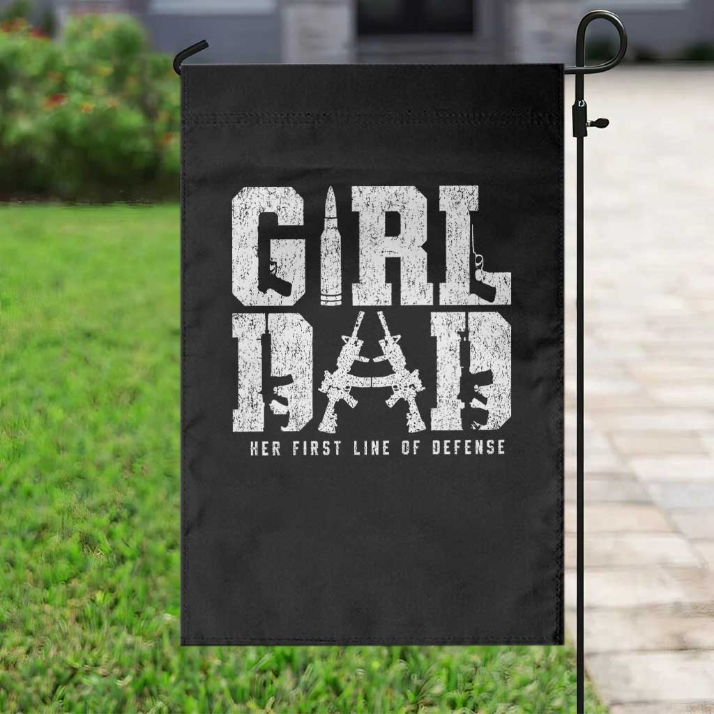 Girl Dad Garden Flag Vintage Her First Line Of Defense Gun Lovers Fathers Day
